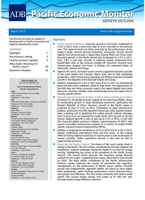 Cover image for book Pacific Economic Monitor March 2013