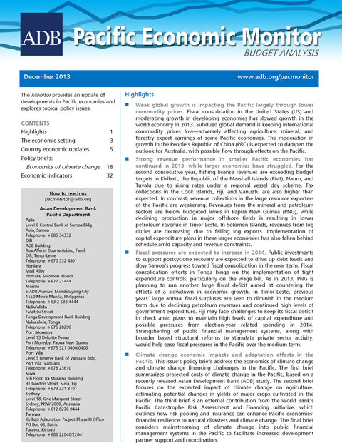 Cover image for book Pacific Economic Monitor December 2013