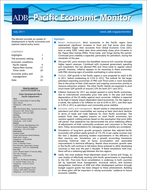 Cover image for book Pacific Economic Monitor July 2011