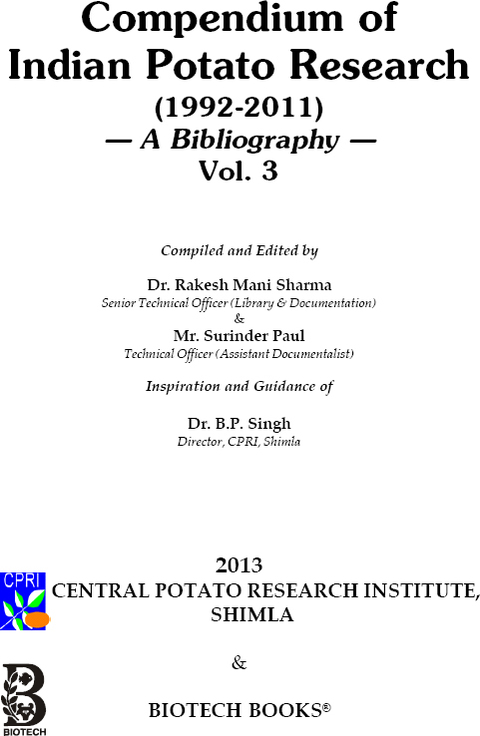 Cover image for book Compendium of Indian Potato Research 1992-2011: A Bibliography Vol 3
