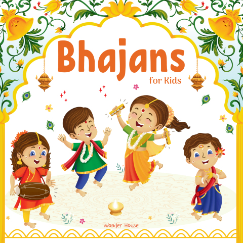 Cover image for book Bhajans For Kids - Prayer Book, Bhajans in Three Languages for easy understanding / Age: 3+