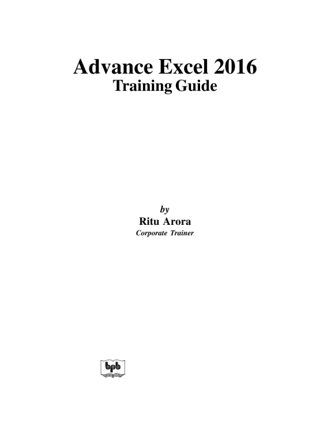 Cover image for book Advance Excel 2016