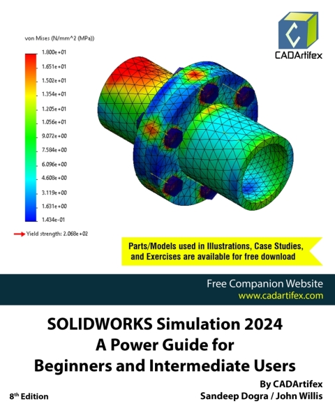 Cover image for book SOLIDWORKS Simulation 2024: A Power Guide for Beginners and Intermediate Users: Colored