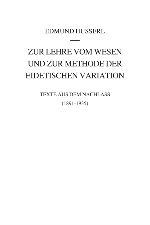 Cover image for book Zur Lehre vom Wesen und zur Methode der eidetischen Variation