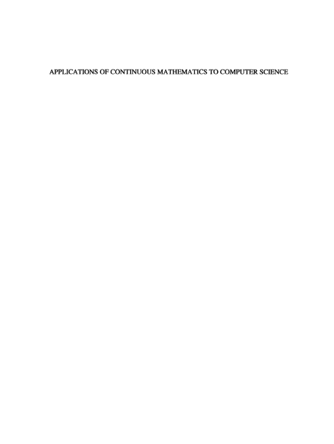 Cover image for book Applications of Continuous Mathematics to Computer Science