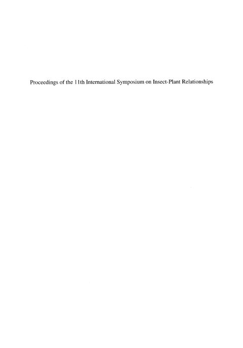 Cover image for book Proceedings of the 11th International Symposium on Insect-Plant Relationships
