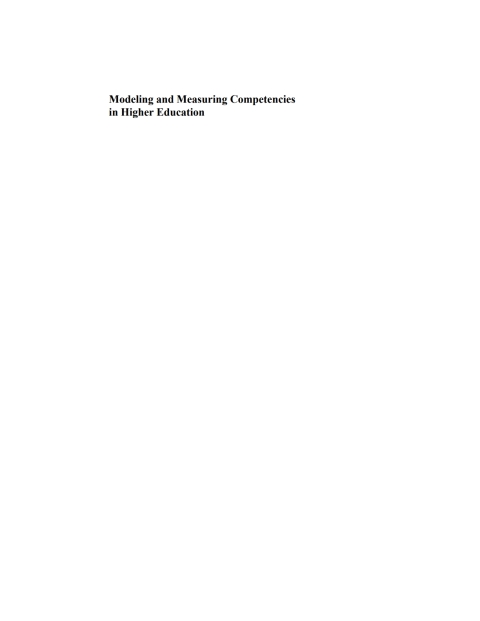 Cover image for book Modeling and Measuring Competencies in Higher Education