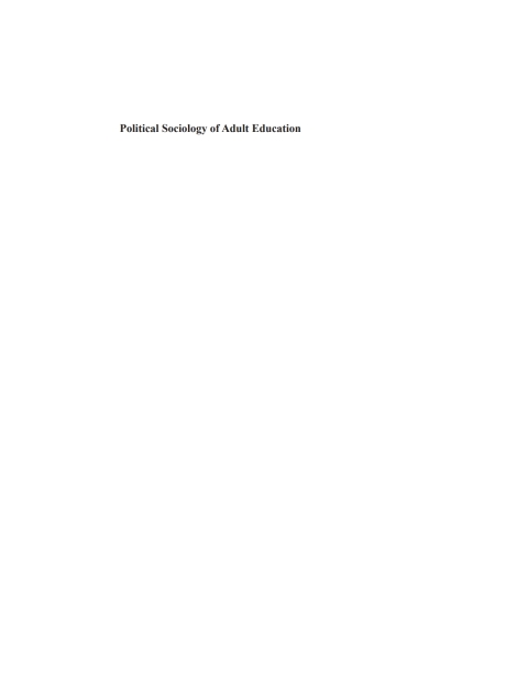 Cover image for book Political Sociology of Adult Education