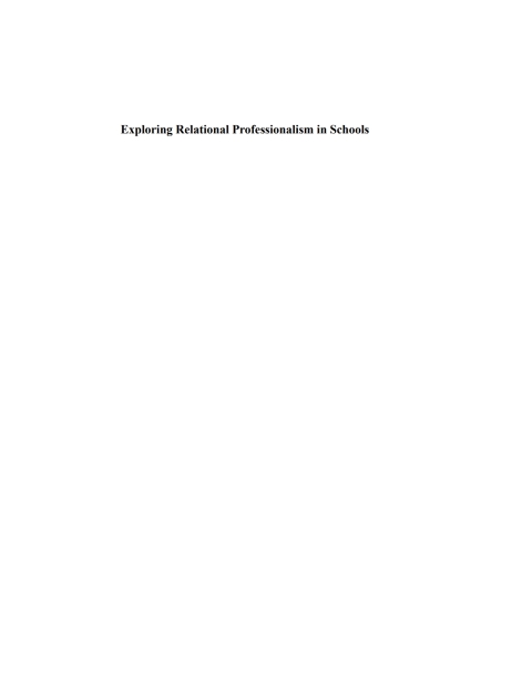Cover image for book Exploring Relational Professionalism in Schools