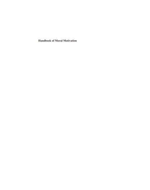 Cover image for book Handbook of Moral Motivation