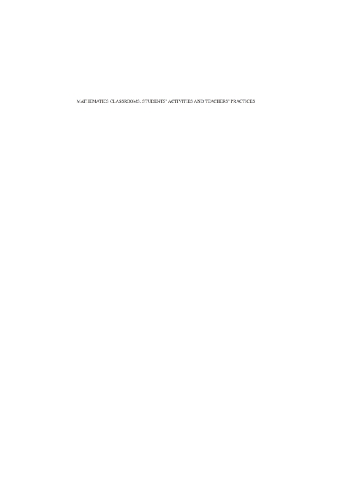 Cover image for book Mathematics Classrooms: Students’ Activities and Teachers’ Practices