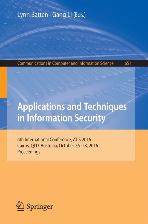 Cover image for book Applications and Techniques in Information Security