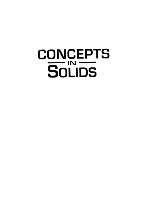 Cover image for book Concepts In Solids: Lectures On The Theory Of Solids