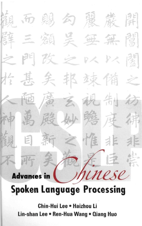Cover image for book Advances In Chinese Spoken Language Processing