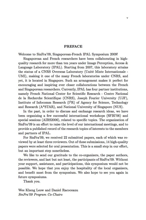 Cover image for book Proceedings Of The Singaporean-french Ipal Symposium 2009 - Sinfra'09 (Cd-rom)