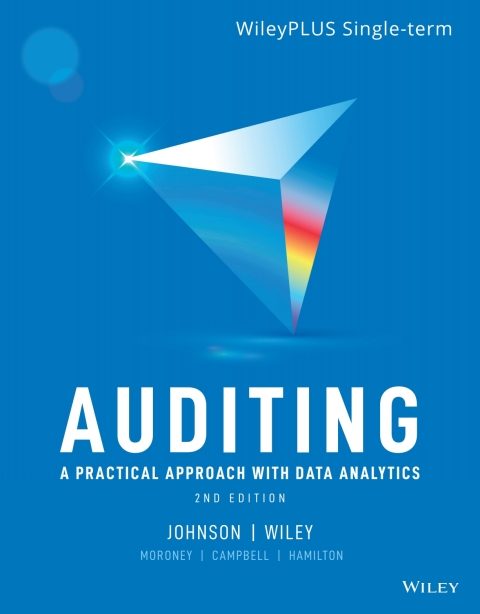 Cover image for book Auditing: A Practical Approach with Data Analytics, WileyPLUS Single-term