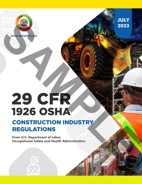 Cover image for book OSHA 1926 Construction Industry July 2023 - Sample Book