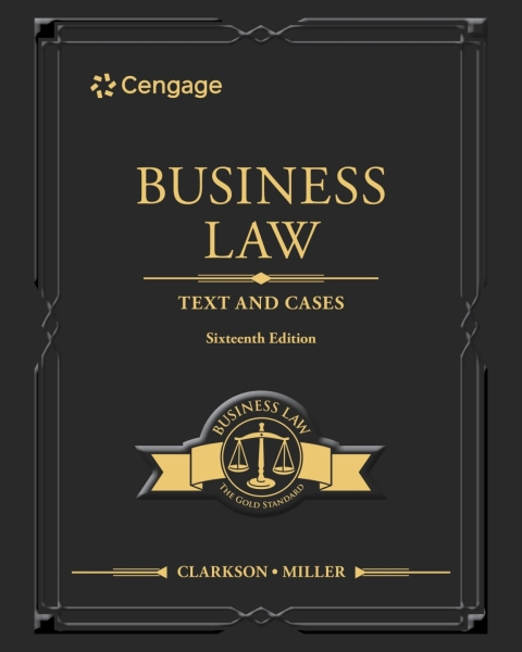 Cover image for book MindTap for Clarkson/Miller's Business Law: Text & Cases, 1 term Instant Access