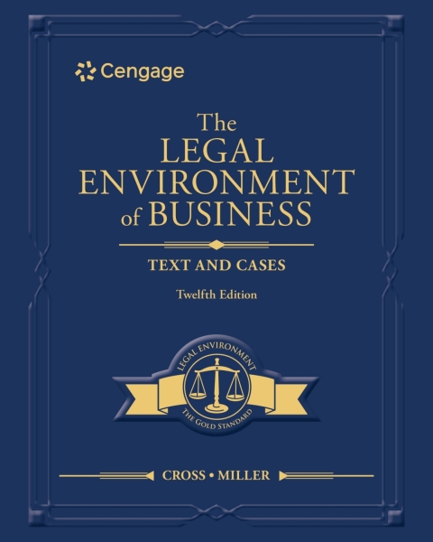 Cover image for book MindTap for Cross/Miller's The Legal Environment of Business: Text and Cases, 1 term Instant Access