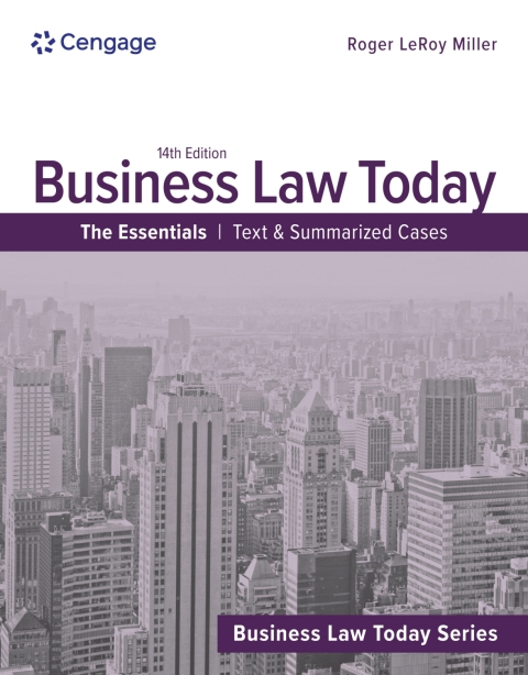 Cover image for book MindTap for Miller's Business Law Today, The Essentials: Text and Summarized Cases, 1 term Instant Access