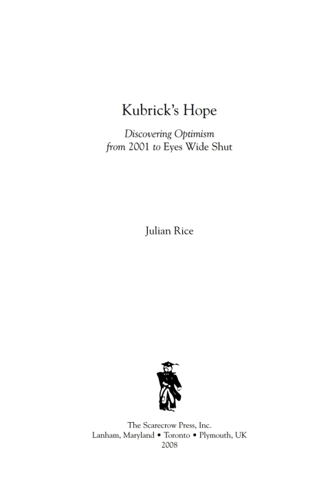 Cover image for book Kubrick's Hope