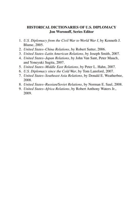 Cover image for book Historical Dictionary of United States-Africa Relations