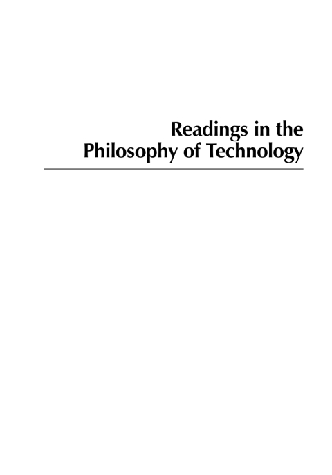 Cover image for book Readings in the Philosophy of Technology