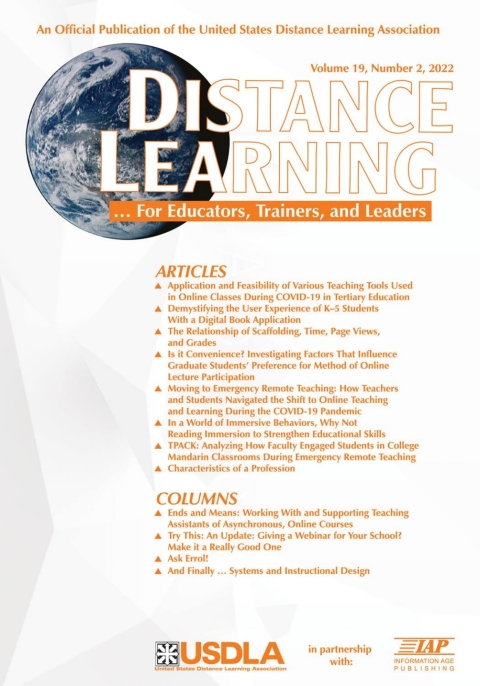 Cover image for book Distance Learning: Volume 19 #2