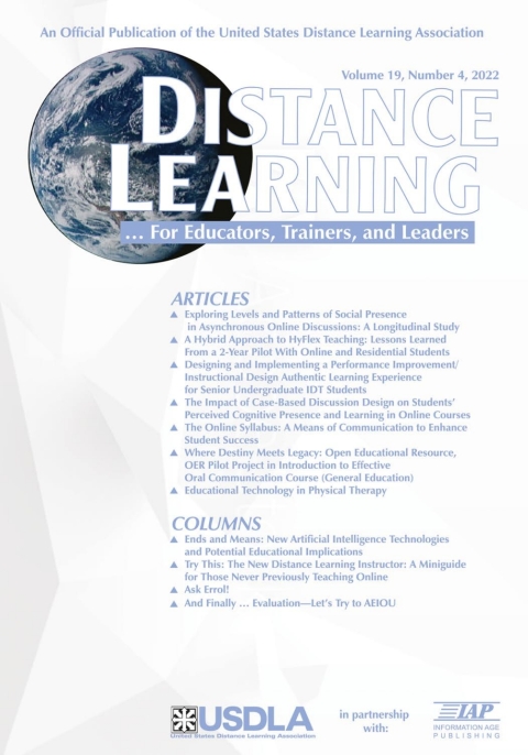 Cover image for book Distance Learning: Volume 19 #4