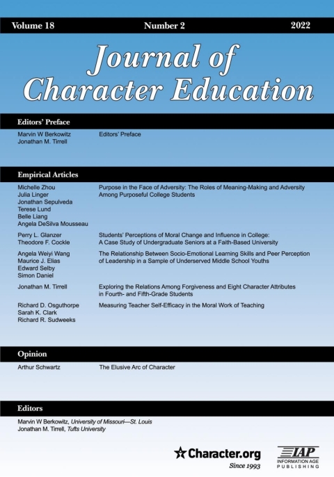 Cover image for book Journal of Character Education: Vol. 18 #2