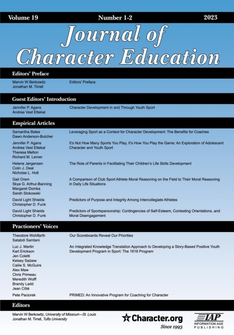 Cover image for book Journal of Character Education: Volume 19 Number 1-2 2023