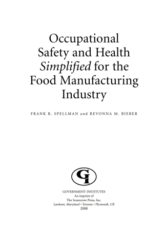 Occupational Safety and Health Simplified for the Food Manufacturing Industry