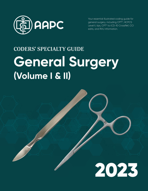 Cover image for book Coders' Specialty Guide 2023: General Surgery (Volume I & II)