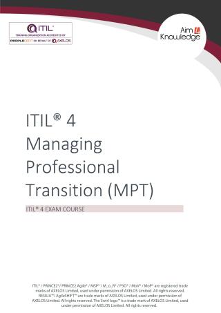 ITIL 4: Managing Professional Transition (MPT)
